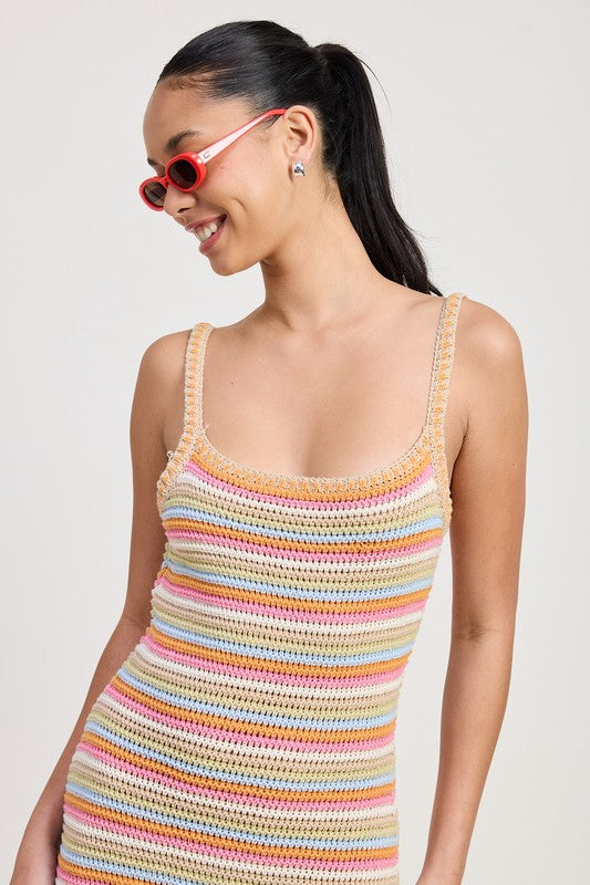 Striped Crochet Midi Dress - Premium variable from Tooksie - Just $52.99! Shop now at Tooksie