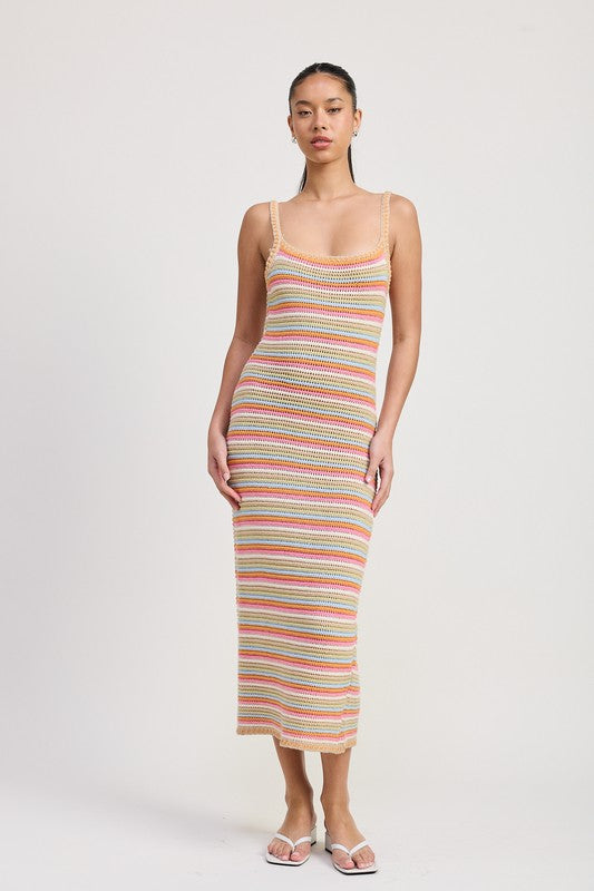 Striped Crochet Midi Dress - Premium variable from Tooksie - Just $52.99! Shop now at Tooksie