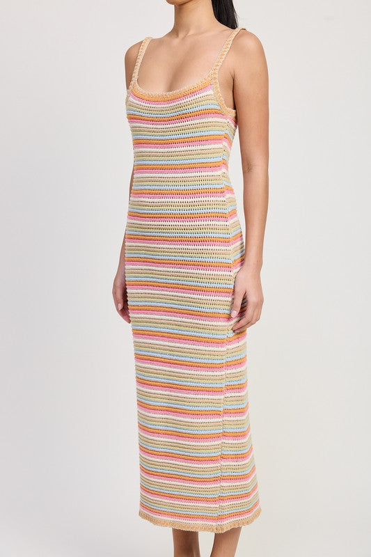 Striped Crochet Midi Dress - Premium variable from Tooksie - Just $52.99! Shop now at Tooksie