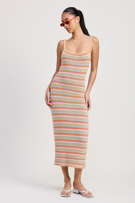 Striped Crochet Midi Dress - Premium variable from Tooksie - Just $52.99! Shop now at Tooksie