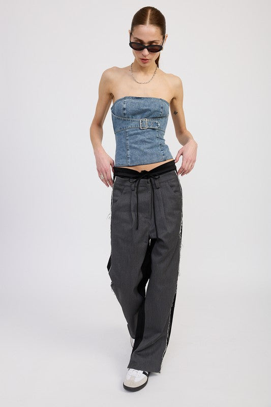 Denim Bustier With Buckle - Premium variable from Tooksie - Just $52.99! Shop now at Tooksie