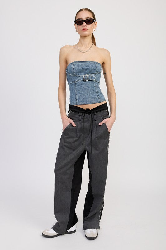 Denim Bustier With Buckle - Premium variable from Tooksie - Just $52.99! Shop now at Tooksie