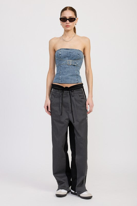 Denim Bustier With Buckle - Premium variable from Tooksie - Just $52.99! Shop now at Tooksie
