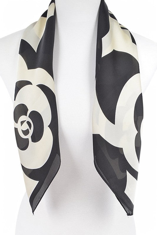 Satin Flower Print Scarf - Premium simple from Tooksie - Just $9.99! Shop now at Tooksie