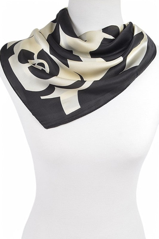 Satin Flower Print Scarf - Premium simple from Tooksie - Just $9.99! Shop now at Tooksie