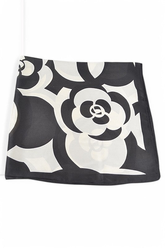 Satin Flower Print Scarf - Premium simple from Tooksie - Just $9.99! Shop now at Tooksie