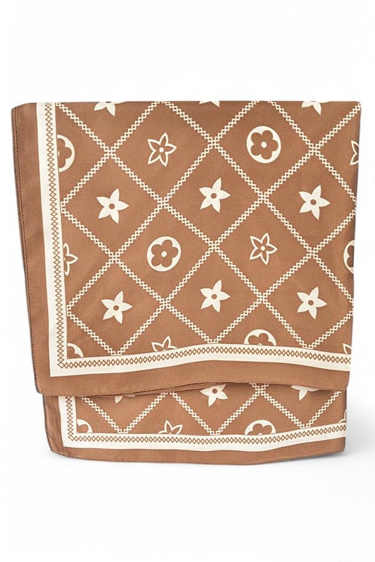 Satin Multi Flower Print Scarf - Premium variable from Tooksie - Just $9.99! Shop now at Tooksie