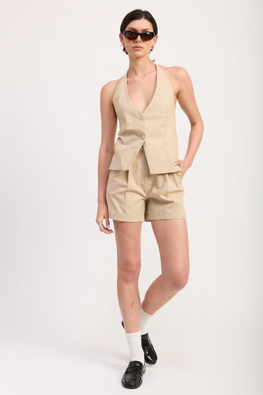 High Waisted Pleated Shorts - Premium variable from Tooksie - Just $47.99! Shop now at Tooksie