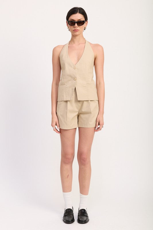 High Waisted Pleated Shorts - Premium variable from Tooksie - Just $47.99! Shop now at Tooksie