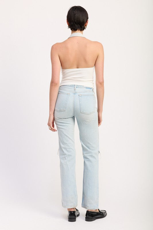Contrasted Halter Neck Top - Premium variable from Tooksie - Just $65.99! Shop now at Tooksie