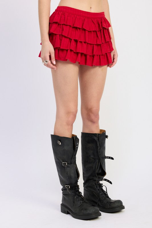 Tiered Ruffle Mini Skirt - Premium variable from Tooksie - Just $59.99! Shop now at Tooksie