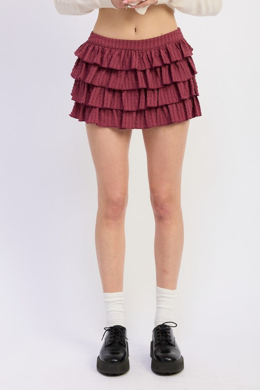 Tiered Ruffle Mini Skirt - Premium variable from Tooksie - Just $59.99! Shop now at Tooksie