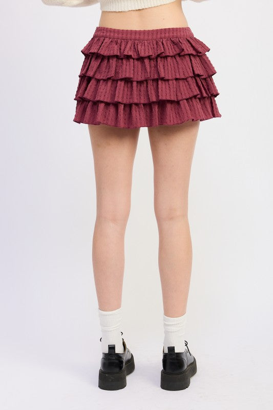 Tiered Ruffle Mini Skirt - Premium variable from Tooksie - Just $59.99! Shop now at Tooksie