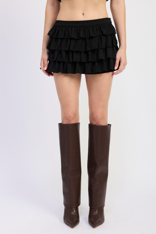 Tiered Ruffle Mini Skirt - Premium variable from Tooksie - Just $59.99! Shop now at Tooksie
