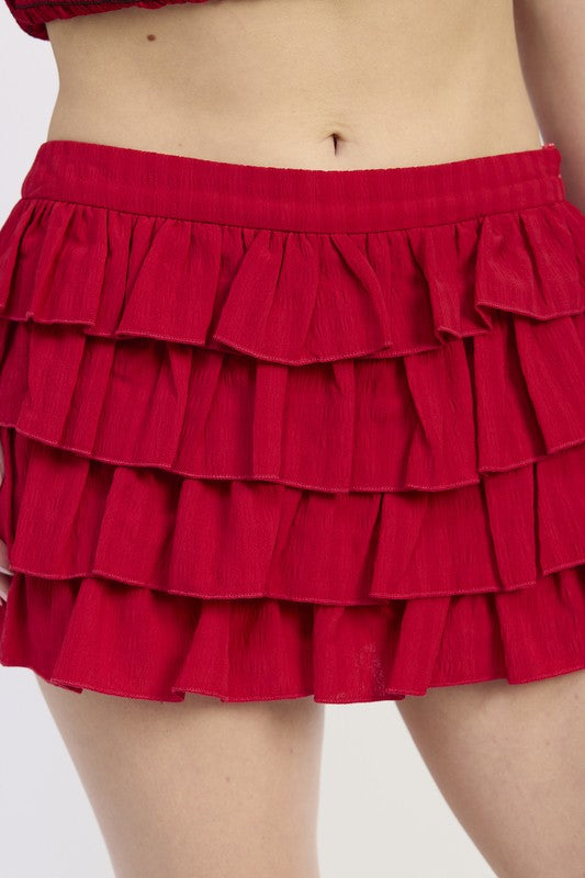 Tiered Ruffle Mini Skirt - Premium variable from Tooksie - Just $59.99! Shop now at Tooksie