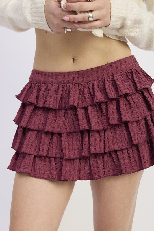 Tiered Ruffle Mini Skirt - Premium variable from Tooksie - Just $59.99! Shop now at Tooksie