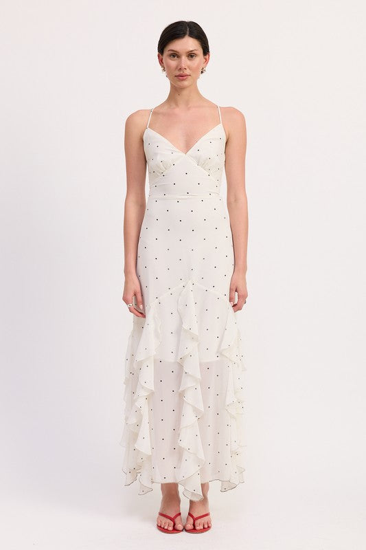 Ruffled Wrap Maxi Dress With Cross Back - Premium  from Tooksie - Just $92.99! Shop now at Tooksie