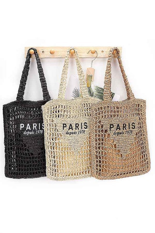 Paris Open Crochet Straw Tote - Premium variable from Tooksie - Just $44.99! Shop now at Tooksie
