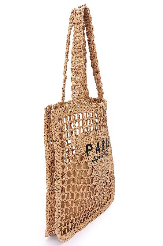 Paris Open Crochet Straw Tote - Premium variable from Tooksie - Just $44.99! Shop now at Tooksie