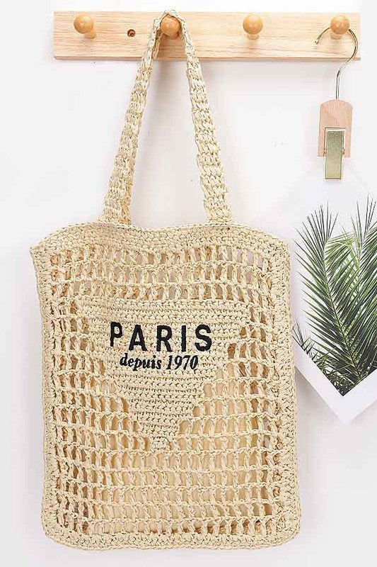 Paris Open Crochet Straw Tote - Premium variable from Tooksie - Just $44.99! Shop now at Tooksie