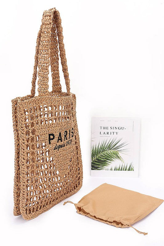 Paris Open Crochet Straw Tote - Premium variable from Tooksie - Just $44.99! Shop now at Tooksie