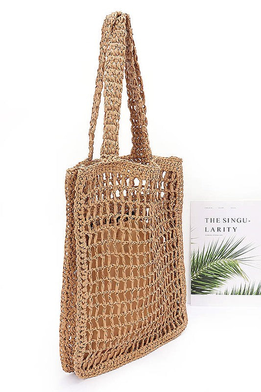 Paris Open Crochet Straw Tote - Premium variable from Tooksie - Just $44.99! Shop now at Tooksie