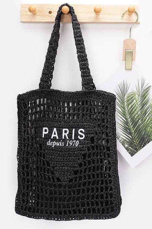 Paris Open Crochet Straw Tote - Premium variable from Tooksie - Just $44.99! Shop now at Tooksie