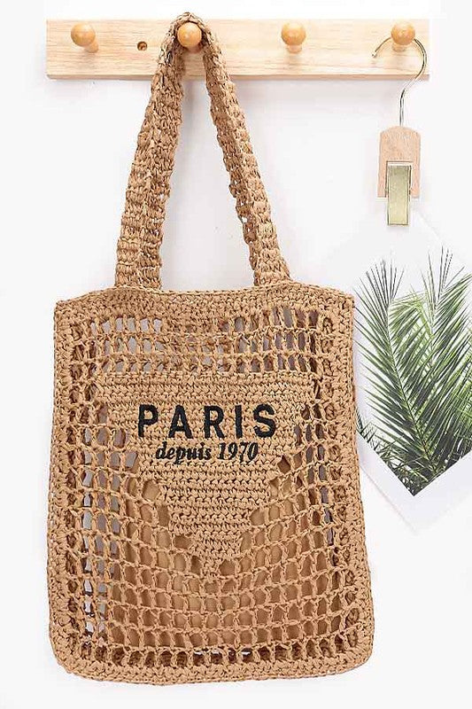 Paris Open Crochet Straw Tote - Premium variable from Tooksie - Just $44.99! Shop now at Tooksie