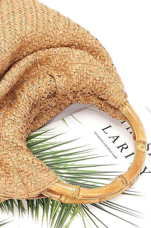 Bamboo Handle 2 In 1 Woven Look Handbag - Premium variable from Tooksie - Just $45.99! Shop now at Tooksie
