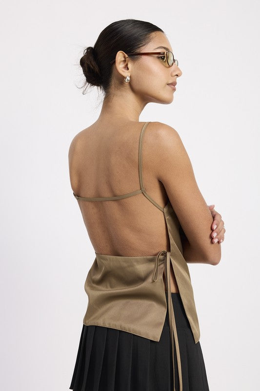 Open Back Spaghetti Strap Top - Premium from Tooksie - Just $42.99! Shop now at Tooksie