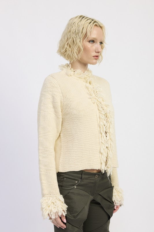 Fringe Knit Cardigan - Premium variable from Tooksie - Just $78.99! Shop now at Tooksie