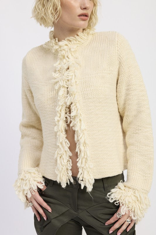 Fringe Knit Cardigan - Premium variable from Tooksie - Just $78.99! Shop now at Tooksie