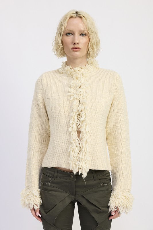 Fringe Knit Cardigan - Premium variable from Tooksie - Just $78.99! Shop now at Tooksie