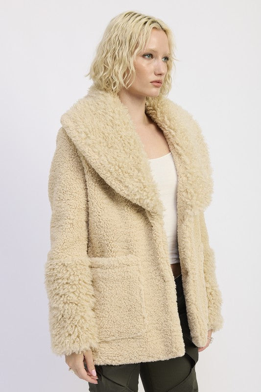 Faux Fur Trimmed Fleece Jacket - Premium variable from Tooksie - Just $124.99! Shop now at Tooksie