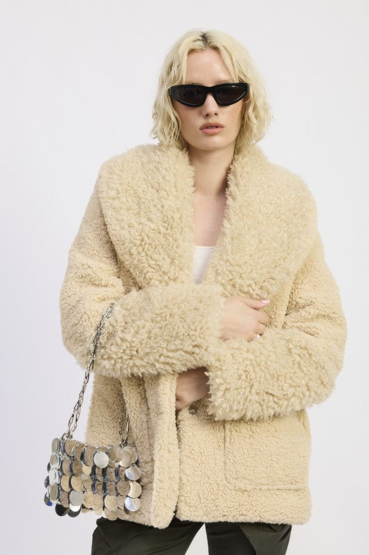 Faux Fur Trimmed Fleece Jacket - Premium variable from Tooksie - Just $124.99! Shop now at Tooksie