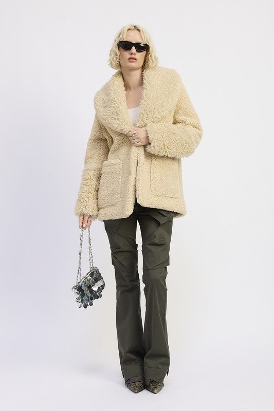 Faux Fur Trimmed Fleece Jacket - Premium variable from Tooksie - Just $124.99! Shop now at Tooksie
