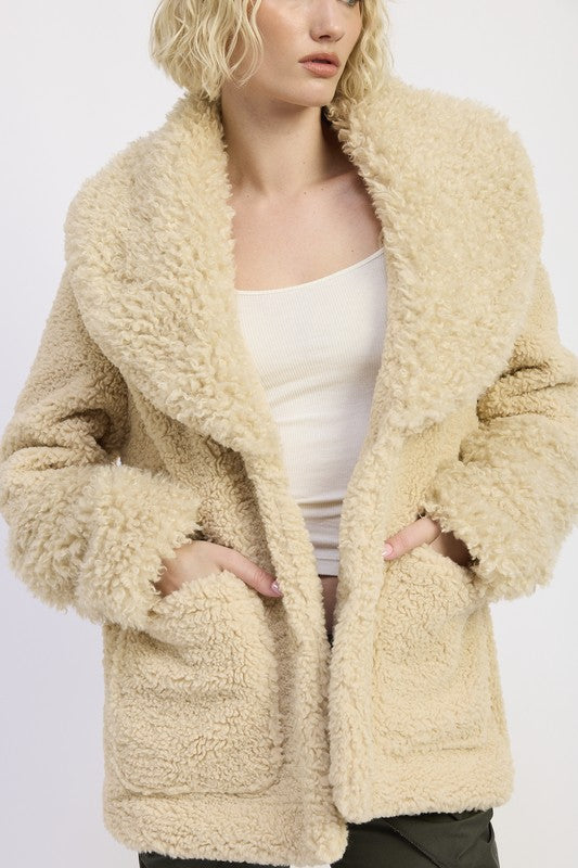 Faux Fur Trimmed Fleece Jacket - Premium variable from Tooksie - Just $124.99! Shop now at Tooksie