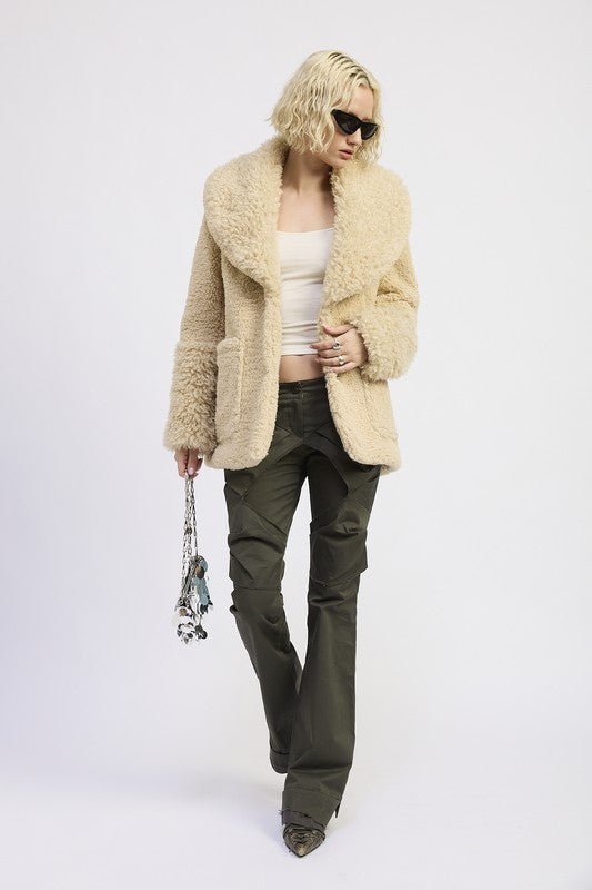 Faux Fur Trimmed Fleece Jacket - Premium variable from Tooksie - Just $124.99! Shop now at Tooksie