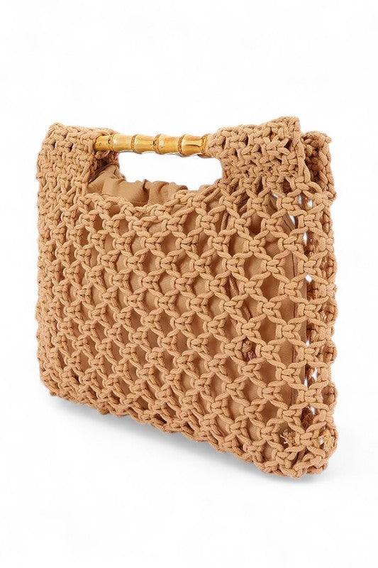 Crochet Bamboo Handle Clutch - Premium variable from Tooksie - Just $49.99! Shop now at Tooksie