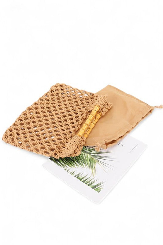 Crochet Bamboo Handle Clutch - Premium variable from Tooksie - Just $49.99! Shop now at Tooksie