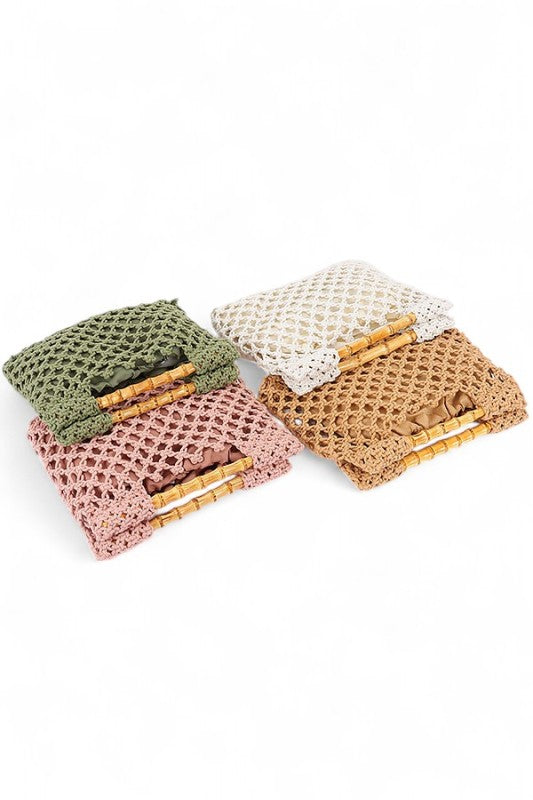 Crochet Bamboo Handle Clutch - Premium variable from Tooksie - Just $49.99! Shop now at Tooksie