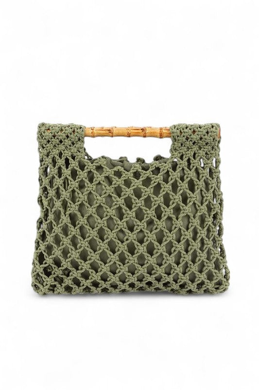 Crochet Bamboo Handle Clutch - Premium variable from Tooksie - Just $49.99! Shop now at Tooksie