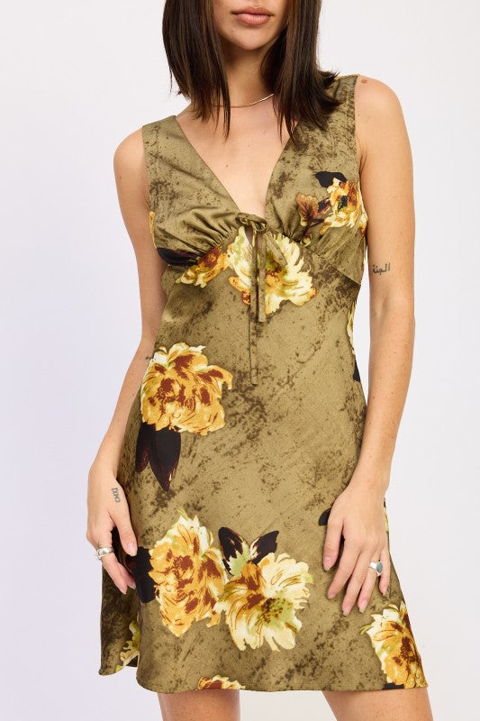 Bias Cut Mini Floral Dress - Premium variable from Tooksie - Just $55.99! Shop now at Tooksie