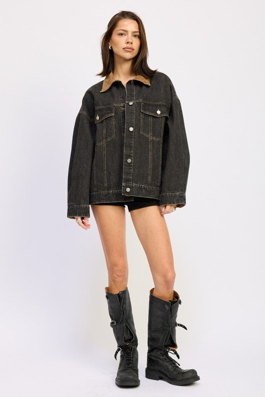 Oversize Denim Jacket - Premium variable from Tooksie - Just $83.99! Shop now at Tooksie