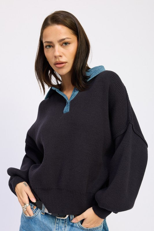 Oversize Sweater with Collar - Premium variable from Tooksie - Just $85.99! Shop now at Tooksie