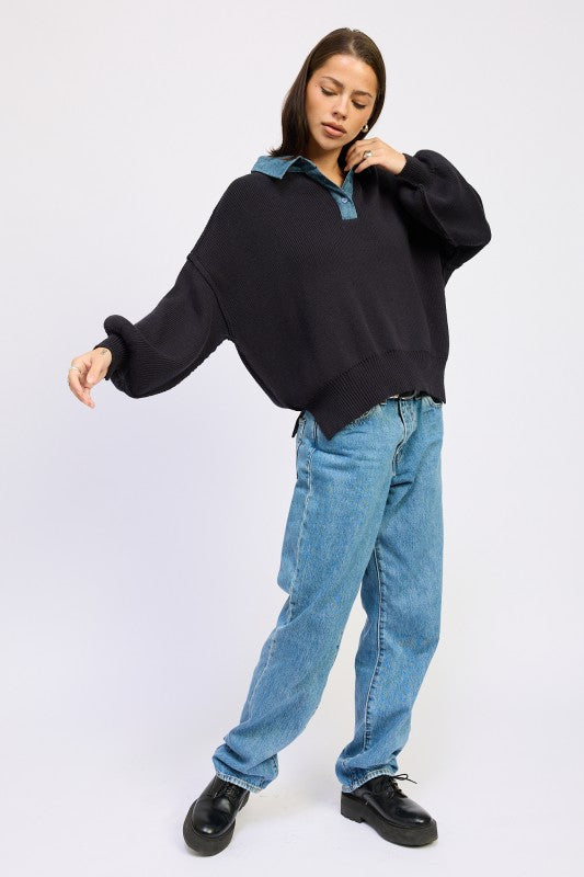 Oversize Sweater with Collar - Premium variable from Tooksie - Just $85.99! Shop now at Tooksie