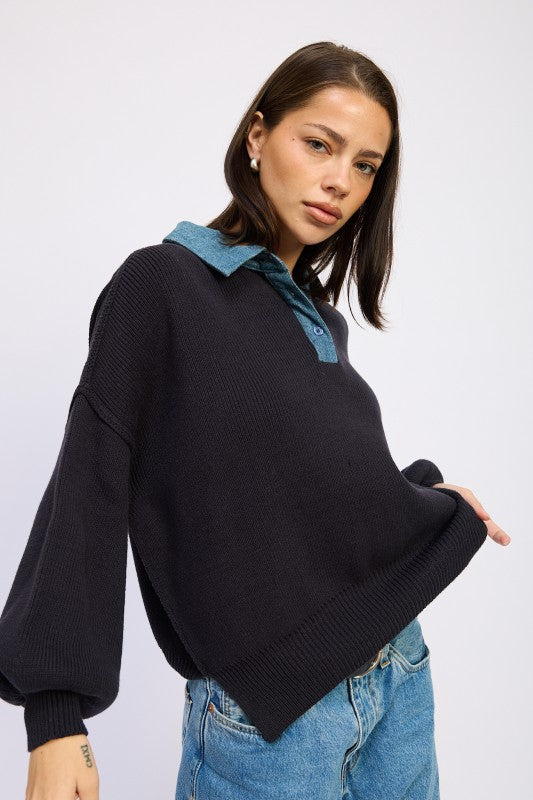 Oversize Sweater with Collar - Premium variable from Tooksie - Just $85.99! Shop now at Tooksie