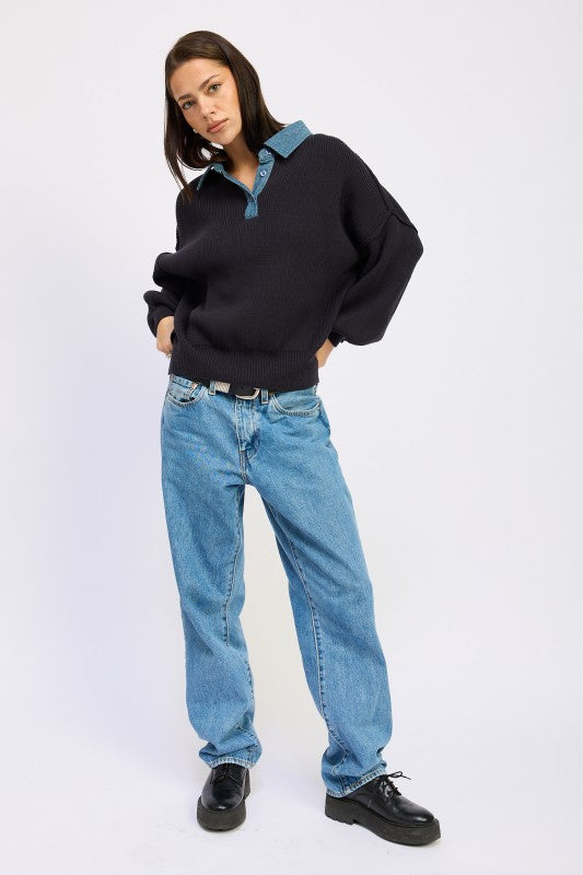 Oversize Sweater with Collar - Premium variable from Tooksie - Just $85.99! Shop now at Tooksie