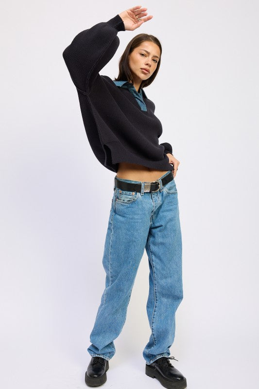 Oversize Sweater with Collar - Premium variable from Tooksie - Just $85.99! Shop now at Tooksie
