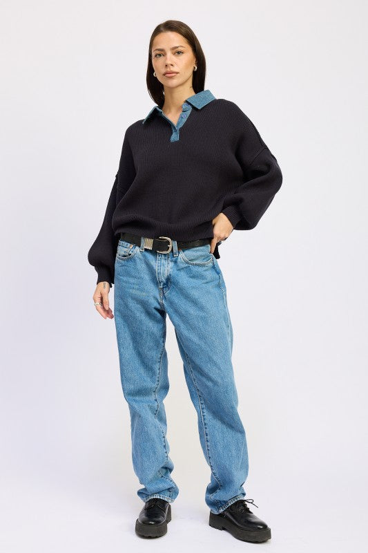 Oversize Sweater with Collar - Premium variable from Tooksie - Just $85.99! Shop now at Tooksie